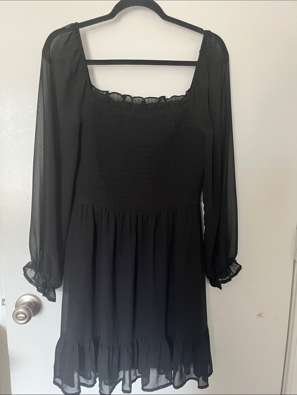 Boutique 9 Black Long Sleeve Smocked Mini Dress